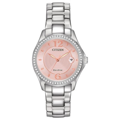 Citizen Ladies' Silhouette Crystal Eco-Drive Watch, Stainless Steel with Pink Dial