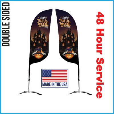 7' Feather Flag - Double Sided /w Black X Base - X-Small - Made in the USA
