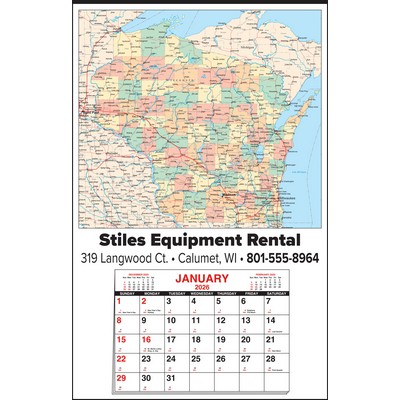 Large Wisconsin State Map Full Apron Calendar