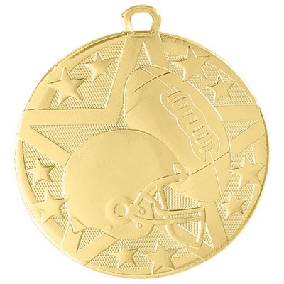 2" Gold Superstar Football Medal