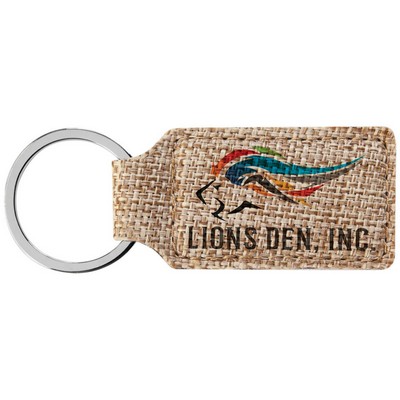 2.75" x 1.25" Rectangle Sublimatable Burlap Keychain