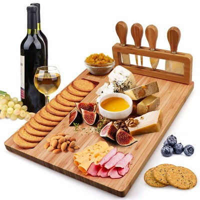 Cheese Plate With Cutter Set Bamboo Cutting Board
