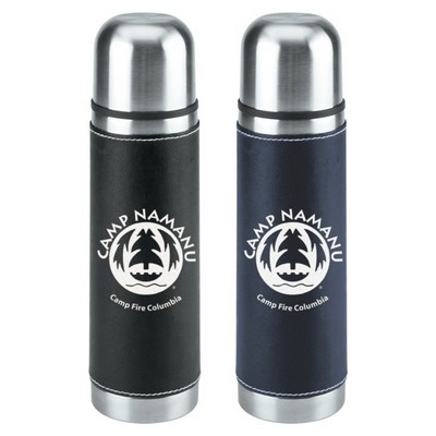 Leatherette Vacuum Bottle - 16 Oz.