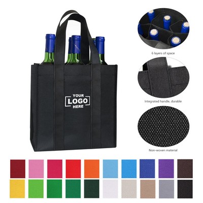 6 Bottle Non-Woven Wine Carrier Tote Gift Bags