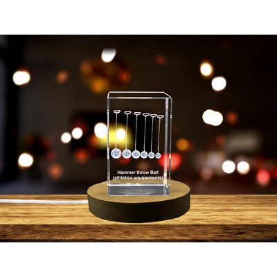 Hammer Thrower 3D Engraved Crystal Award - Elegant Desktop Trophy for Hammer Throw Athletes