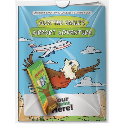 Combo Pack - CB1095 Coloring Book & 4-Pack of Crayons (Imprinted) in a Poly Bag