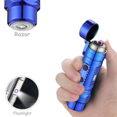 Razor Lighter Flashlight with Dual Electric Arc and Rechargeable Battery