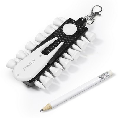 3-in-1 Golf Tee Holder for Bag, Golf Tee Carrier with 12 Tees 1 Golf Divot Repair Tool 1 Marking Pen