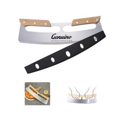 Pizza Cutter with Wooden Handles and Cover