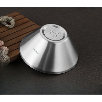 1500ML 304 Silvery Stainless Steel Double-layered Anti-scalding Broad-brimmed Rice Hat Bowl