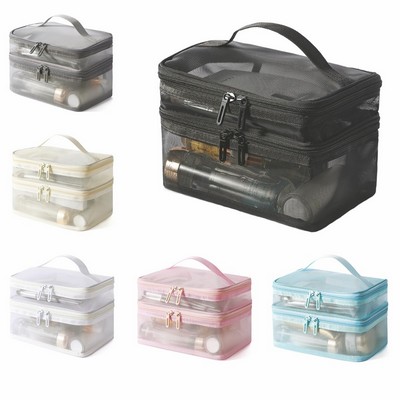 Two-Tier Weave Cosmetic Organizer
