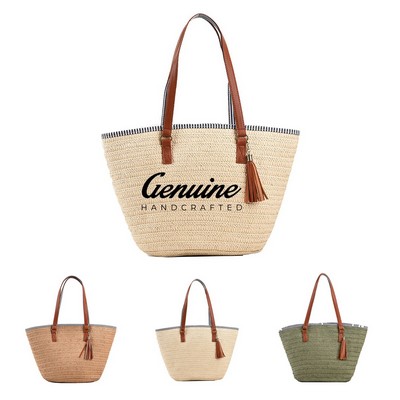 Handmade Straw Woven Tote Bag