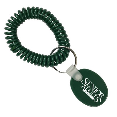 Stretchable Wrist Coil w/ Oval Tag Key Chain