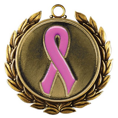 Stock Medal w/ Wreath (Pink Ribbon) 2 3/4"