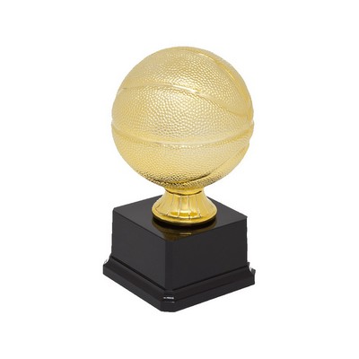Painted Small Basketball Sport Ball Resin Trophy w/3.75"x2.125" Black Base