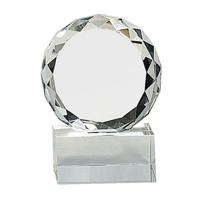 5 1/4" Round Facet Crystal on Clear Pedestal Base