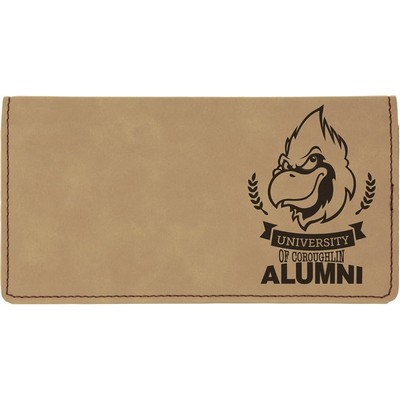 6.75" x 3.5" Light Brown Leatherette Checkbook Cover