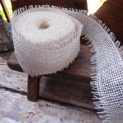 Fringed Edge Burlap Jute Ribbon