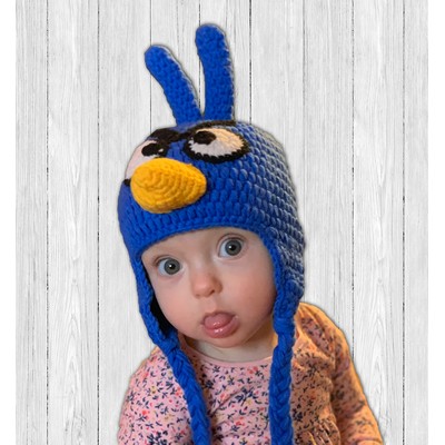 Custom Crocheted Blue Bird Hat