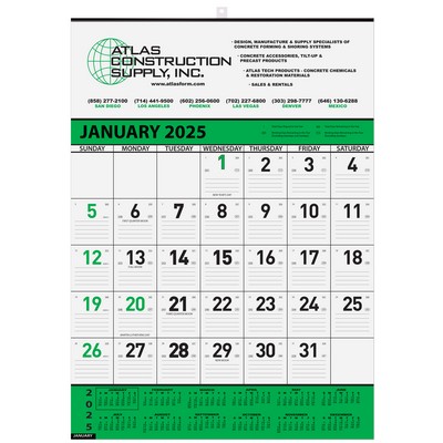 Contractor 13-Month Calendar w/2 Color Imprint (18"x25")