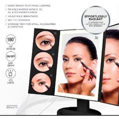Vivitar® 24 LED Light Up Tri-Fold Black Mirror