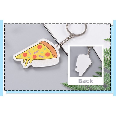 Pizza Shaped Acrylic Keychain - One Side Printing