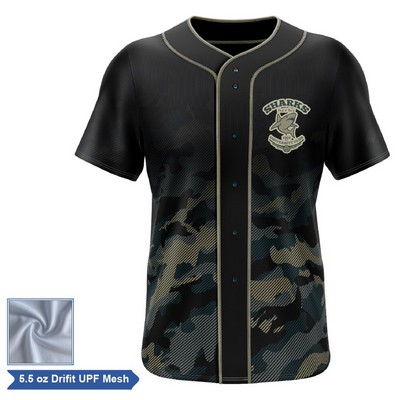 Sublimation UPF Mesh Full-Button Baseball Jersey - Men Women Kids