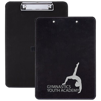 9" x 12 1/2" Black/Silver Leatherette Clipboard