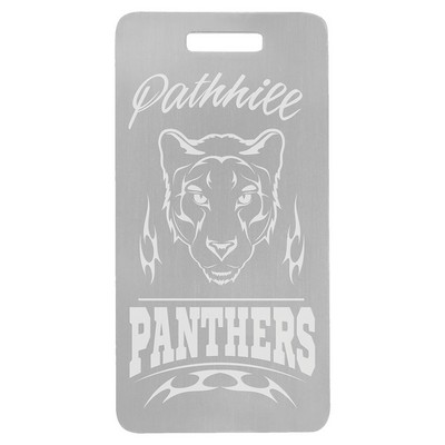 Anodized Aluminum Silver Luggage Tag, Engraved, 3 7/8" x 2"