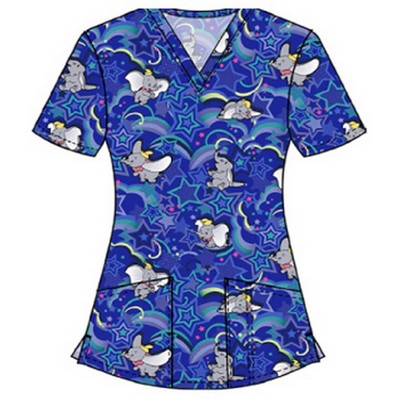 Cherokee® Women's Tooniforms Print Scrub Top w/Patch Pockets