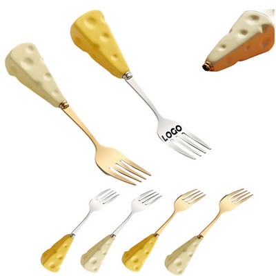 Stainless Steel Fork with Unique Cheese Handle Design