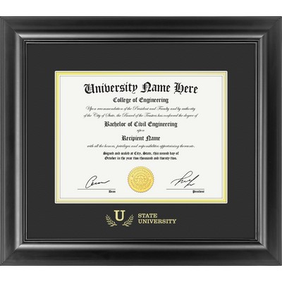 Carlton 8.5x11 Diploma / Certificate Frame (Black/Black) 16"x18"