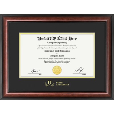 Carlton 8.5x14 Diploma / Certificate Frame (Mahogany/Black) 16"x21"