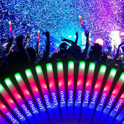 19" Custom LED Foam Flashing Glow Stick Party Supplies Light Up Baton Wand