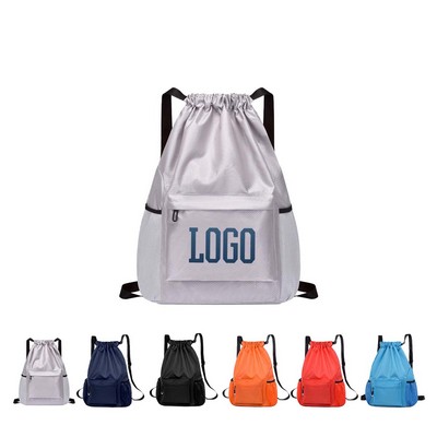 Waterproof Drawstring Sports And Casual Backpack With Mesh Side Pockets