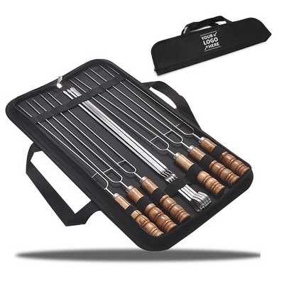 Wooden Handle U-Shape Skewers Outdoor BBQ Tool Set