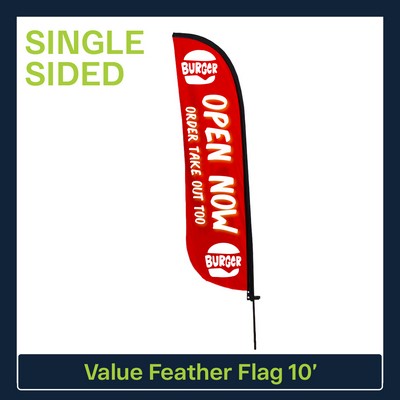 Value 10' Feather Flag - Single Sided Graphic Only
