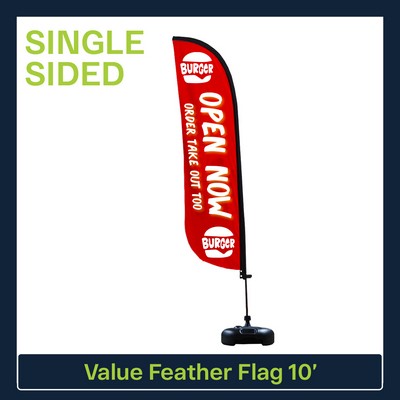 Value 10' Feather Flag - Single Sided Graphic Water Base