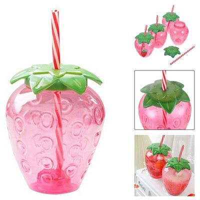 16Oz Plastic Fruit Bottle W/ Straw
