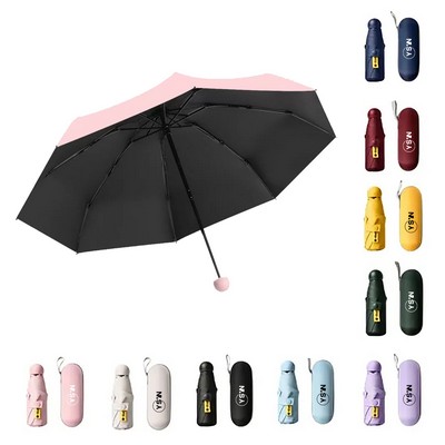 Mini Folding Compact Umbrella With Case