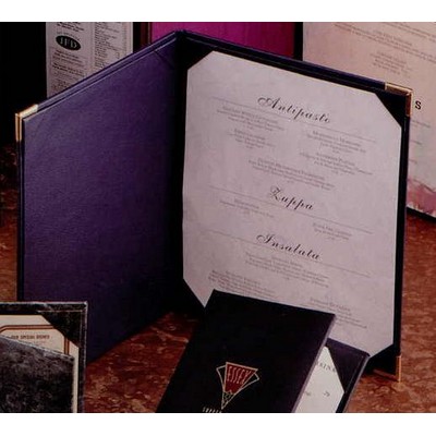 Bonded Leather Double Panel Pocket Gold Matted Menu Cover (14"x8 1/2")