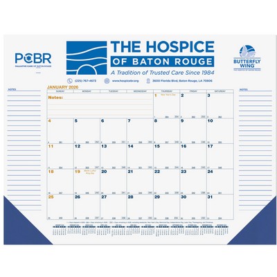 Blue & Gold Calendar Desk Pad w/One Color Imprint (21¾" x 17")