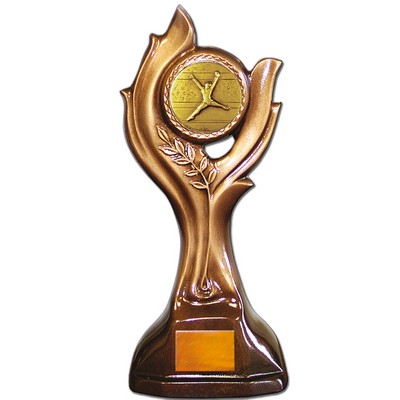 Stock 12" Victory Trophy With 2" Gymnastics Female Coin and Engraving Plate