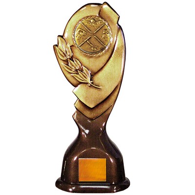 Stock Classic 12" Trophy with a 2" Swimming Male Coin with Engraving Plate