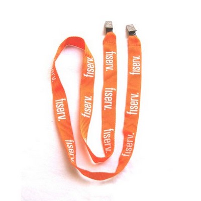 Flat Polyester Lanyard w/2 Bulldog Clips