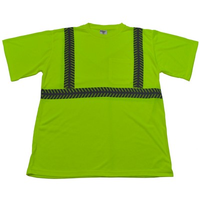 ANSI Class 2 Lime Jersey Knit T-shirt with Breathable Tape Short Sleeve