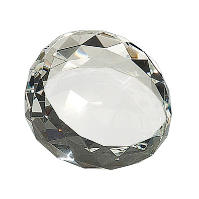 2.5" x 1.75" Clear Round Crystal Facet Paperweight