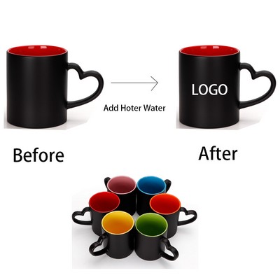 11 Oz. Sublimation Color Changing Mug/Coffee Cup w/Heart Handle