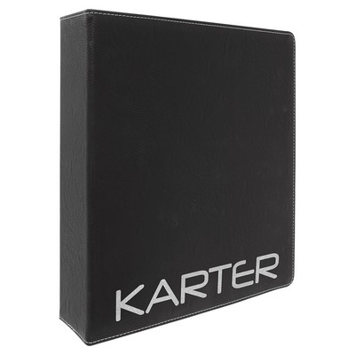 Black-Silver 3-Ring Binder, Leatherette Laserable 11-1/2" x 11-1/2"
