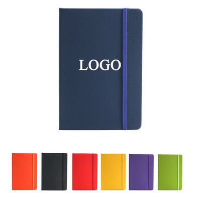 A5 Medium Size Business PU Hardcover Office School Notebook with Elastic Strap Bookmark Cord